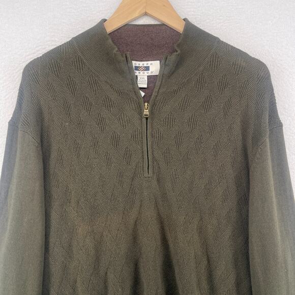 JOSEPH ABBOUD Sweater Mens 2XL Cotton Cashmere 1/4 Zip Pullover Olive Green NEW - Picture 7 of 14